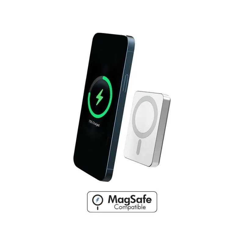 Powerbank BigBen Connected F151300 magnetico 5000mAh 15W MagSafe Qi USB-C argento - immagine 1
