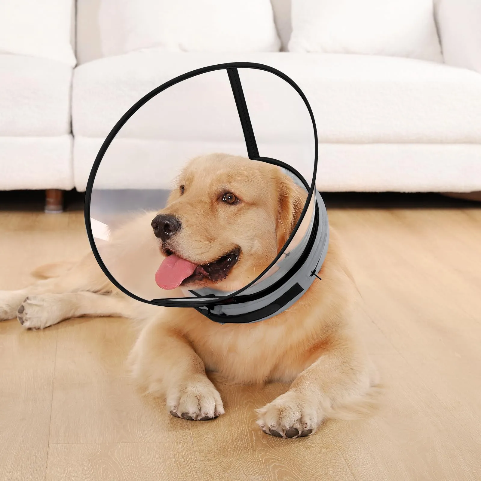 Collare Elisabettiano Cane Morbido, Alternative ai Collare Gonfiabile Cane, Collari Elisabetta Cani con Nucleo in Schiuma, Collari Protettivo Regolabile Cani Anti-Leccamento (Grigio, Size 8) - immagine 6