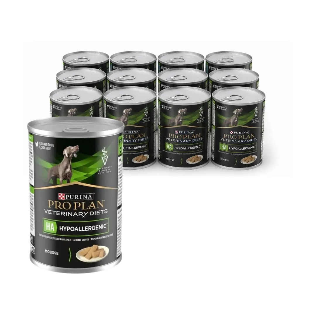 PURINA PRO PLAN Veterinary Diets HA Hypoallergenic | 12 x 400 g | Alimento dietetico completo per cuccioli e cani adulti | Può contribuire a ridurre le intolleranze alimentari - immagine 1