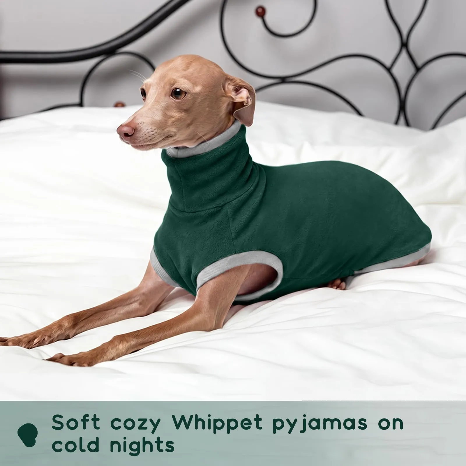 Cappotto in pile per levriero italiano - Cappotto invernale per levriero whippet - Verde - Taglia XS - immagine 7