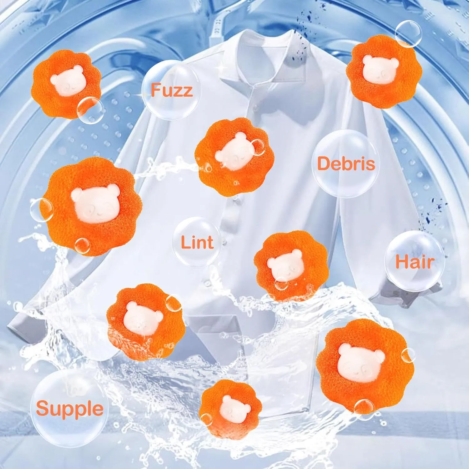 Cattura Pelo Lavatrice, 8 Pezzi Acchiappa Peli per Lavatrice (Orange) - immagine 6