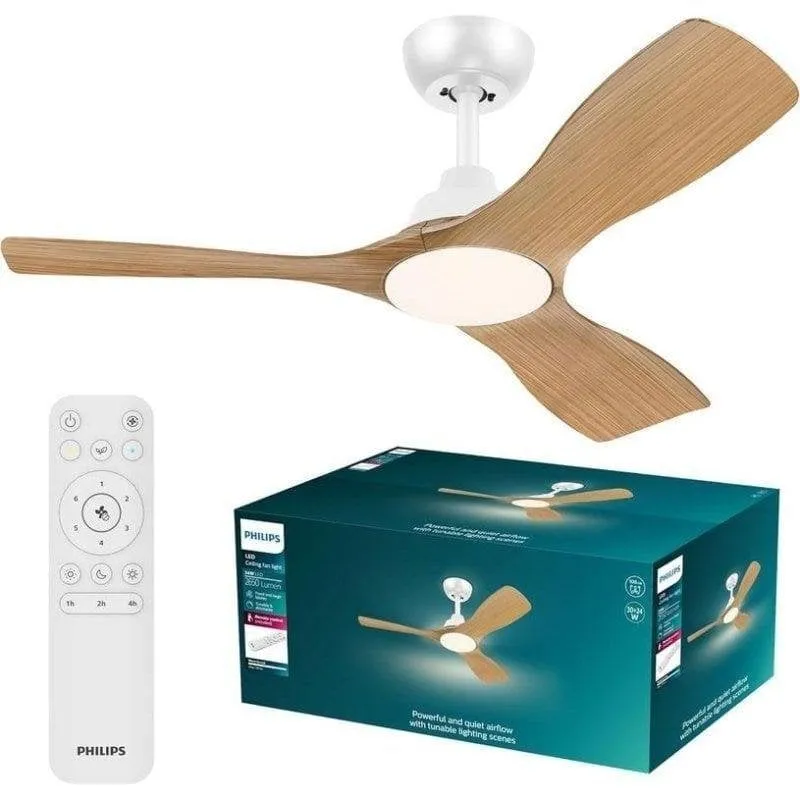 Ventilatore da Soffitto con Luce Philips Olas 30W 107cm 6 Velocità LED Telecomando Silenzioso - immagine 1