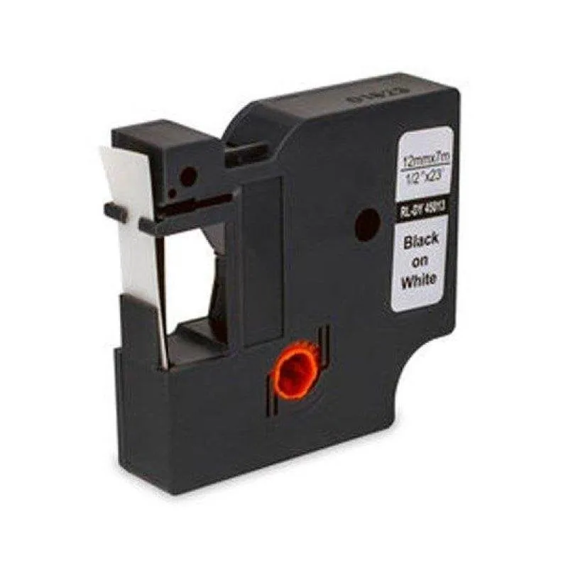 Cartuccia etichettatrice Mediarange MRDY45013 12 mm x 7 m adesivo nero - immagine 1