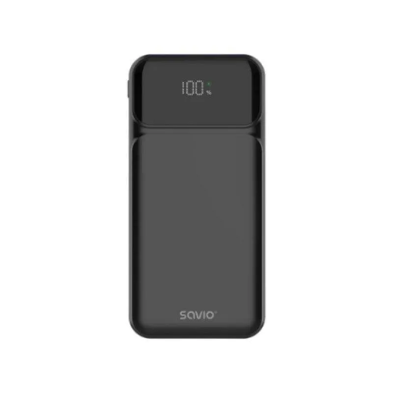 Powerbank Savio BA-08 10000mAh Quick Charge 20W USB-C/A Display LED Nero - immagine 1