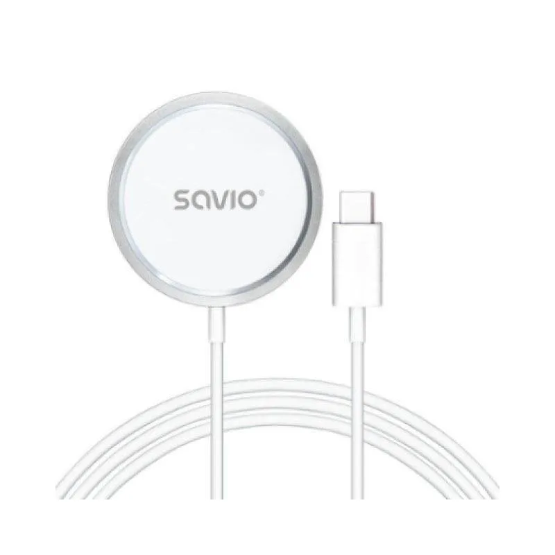 Caricatore wireless Savio LA-11 15W Qi MagSafe USB-C Bianco - immagine 1