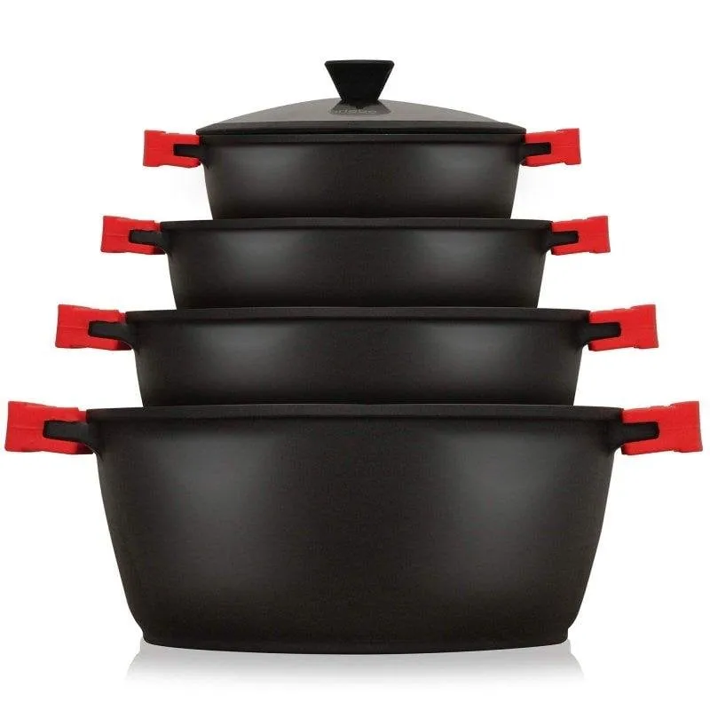 Batteria da cucina Briebe Blackt4 alluminio fuso 8 pezzi induzione titanio - immagine 1