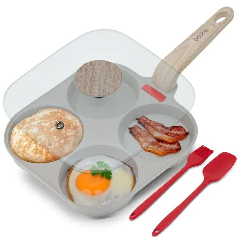 Padella Briebe Fpe1176 4 Scomparti Alluminio Antiaderente Tappo Vetro - immagine 1