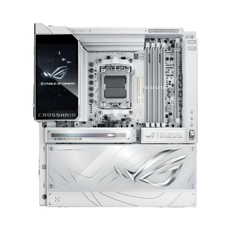 Schede Madri ASUS ROG Crosshair X870E Glacial AMD X870E AM5 DDR5 Extended ATX WiFi 7 RGB - immagine 1