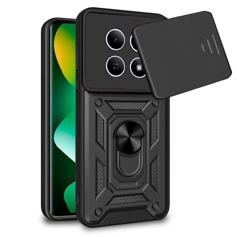 Custodia per smartphone Cool Hard Ring Antiurto PC TPU Alluminio Nera con anello e magnete per Xiaomi Redmi Note 15 - immagine 1