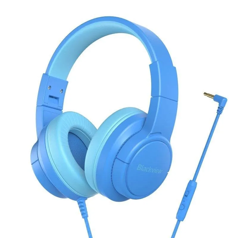 Auricolari Blackview FitBuds K1 con cavo Jack 3.5 mm per bambini, microfono HD, blu - immagine 1