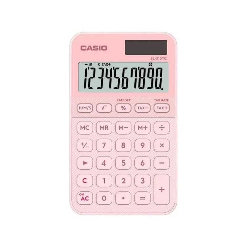 Calcolatrice Casio SL-310YC Rosa Chiaro 10 Cifre Solare Batteria Custodia - immagine 1