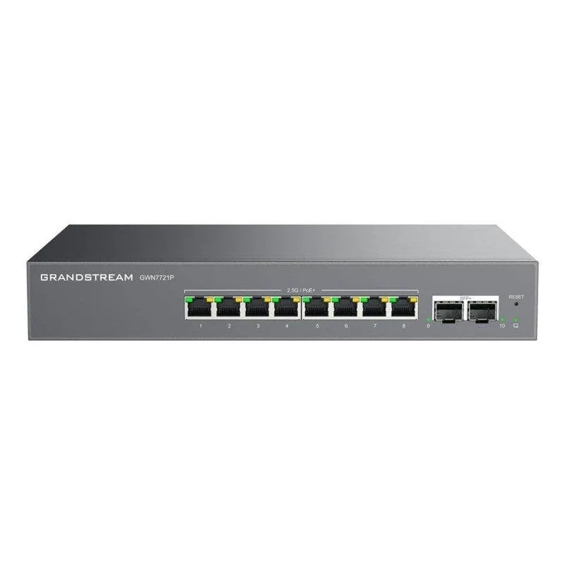 Switch Grandstream Gwn7721p 8 Porte 2.5Gb PoE+ 2 SFP+ 10Gbps Gestione Cloud - immagine 1