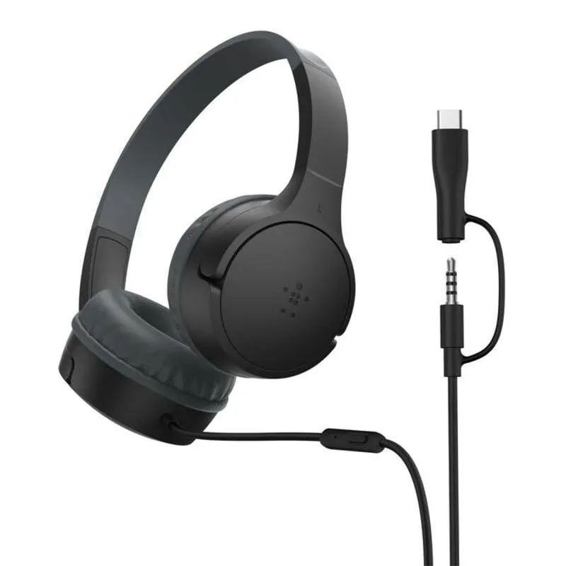 Auricolari Belkin SoundForm Mini con cavo USB-C e jack 3,5 mm per chiamate e musica neri - immagine 1