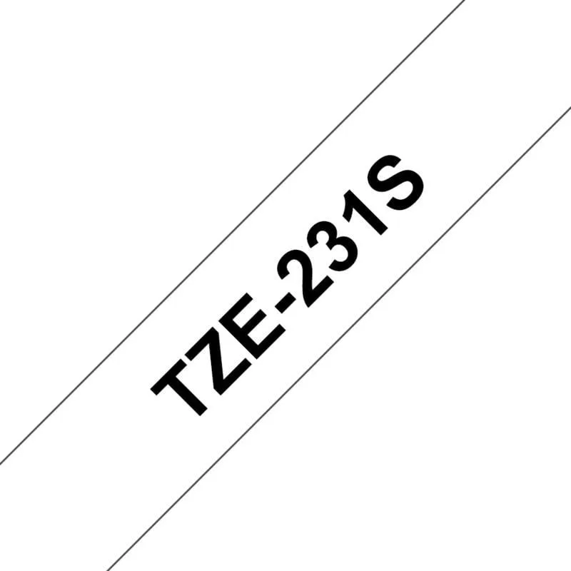 Cassetta etichettatrice Brother TZE231S2 nero su bianco 12 mm laminata resistente - immagine 1
