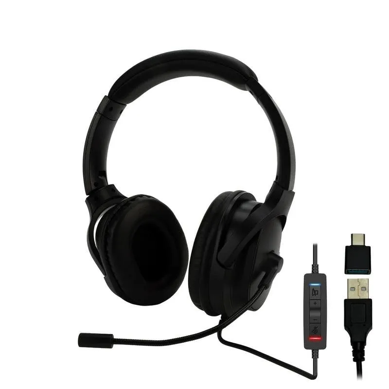 Auricolari MCL MK1A99AZZZCSQMUSB cablati USB-A/USB-C per ufficio e uso quotidiano neri - immagine 1