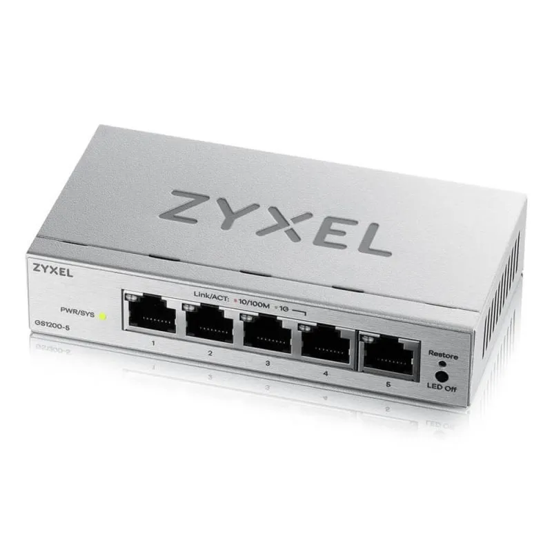 Switch gestito Zyxel GS1200-5V3 5 porte Gigabit senza ventola desktop - immagine 1