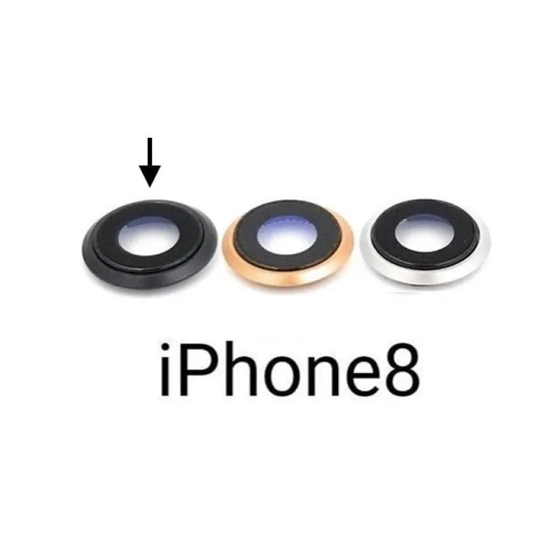 Vetro fotocamera completo con cornice per iPhone 8 nero di ricambio - immagine 1