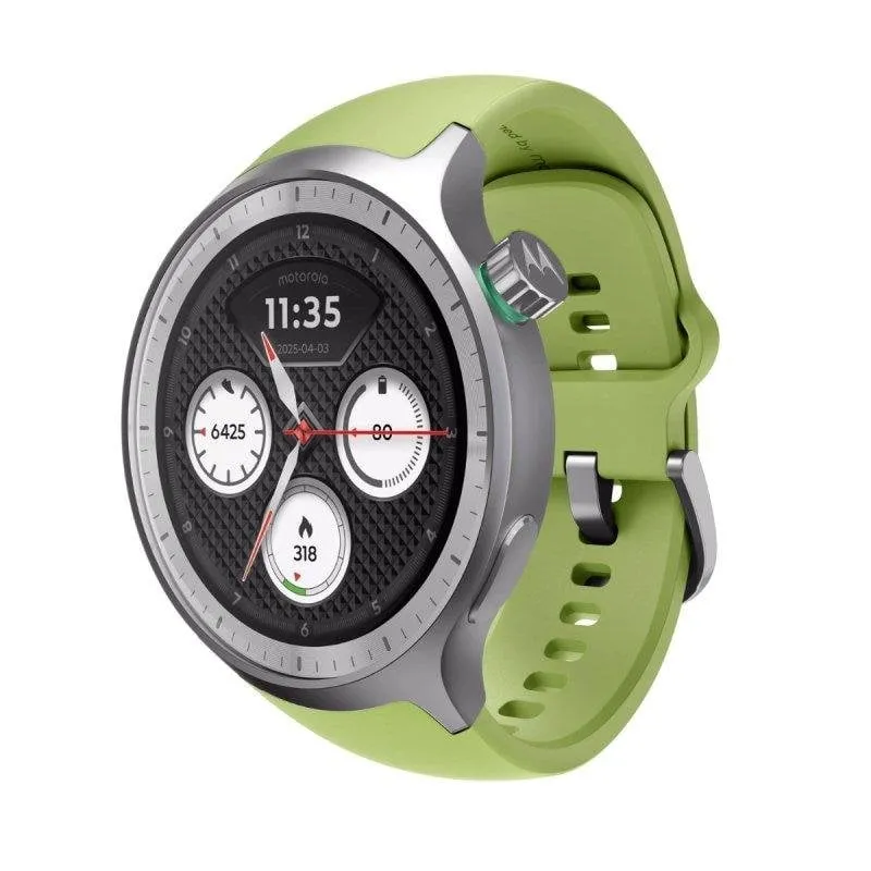Motorola Moto Watch Bluetooth GPS 47mm OLED Argento Verde M IP68 SpO2 Cardio Sonno - immagine 1