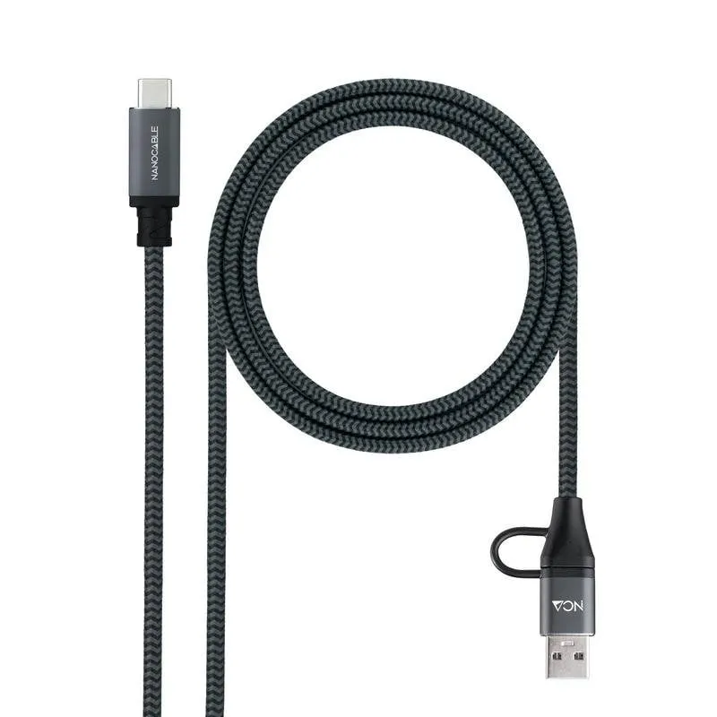 Cavo USB Nanocable 10.01.4112-COMB USB 3.2 Gen2x2 20Gbps 2m 100W Grigio/Nero - immagine 1