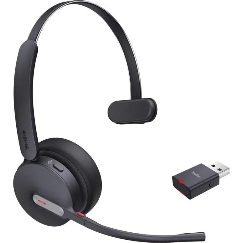Auricolare Yealink WH64 Hybrid Mono wireless Bluetooth e DECT per ufficio con Cancellazione Rumore, microfono, ottimizzato Microsoft Teams, nero - immagine 1
