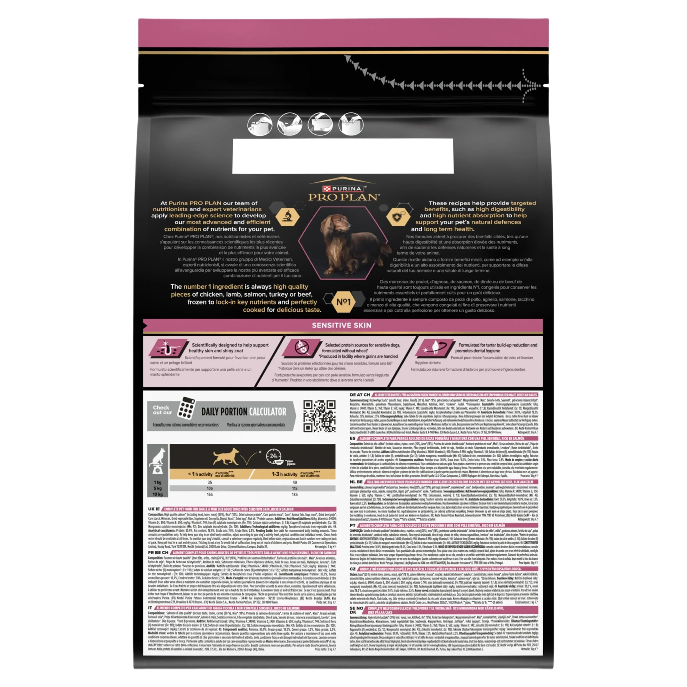 PRO PLAN Cibo secco Optiderma per pelli sensibili per cani piccoli e piccoli adulti, salmone, 3 kg - immagine 4