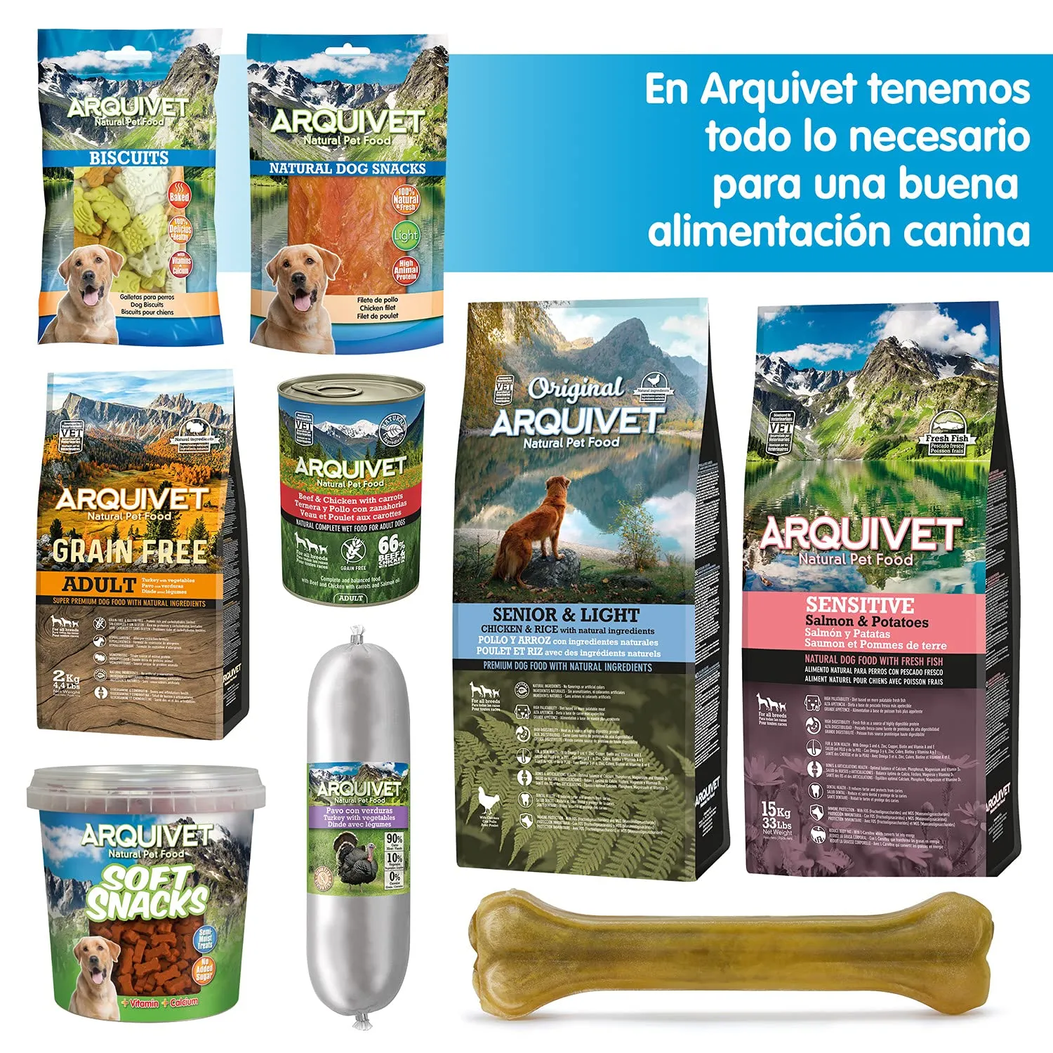ARQUIVET Soft Snacks - Ossi piccoli di pollo - 800 gr - Snack per cani a forma di osso piccoli - Snack per cani - Alimento complementare - immagine 5