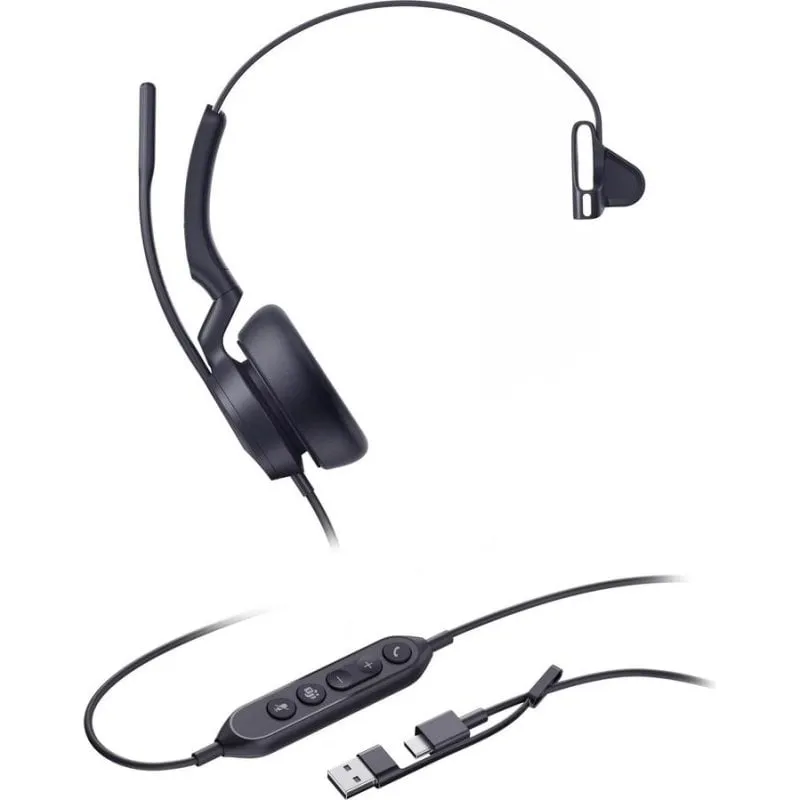 Auricolari Yealink UH46 cablati USB-C per ufficio con Cancellazione Rumore e microfono neri - immagine 1