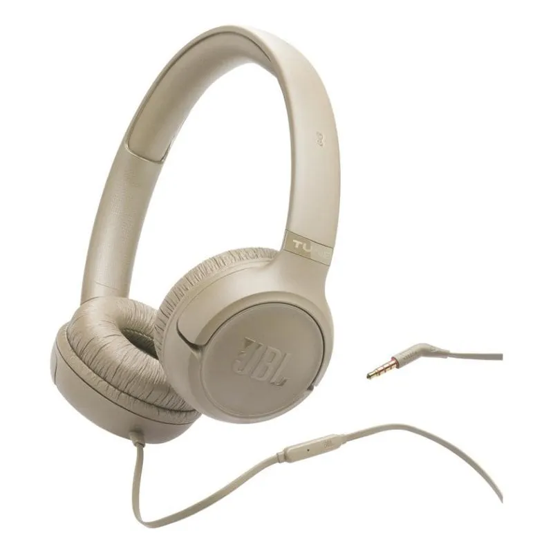 Auricolari JBL Tune 530 con cavo Jack 3,5 mm per musica e uso quotidiano, pieghevoli, beige - immagine 1