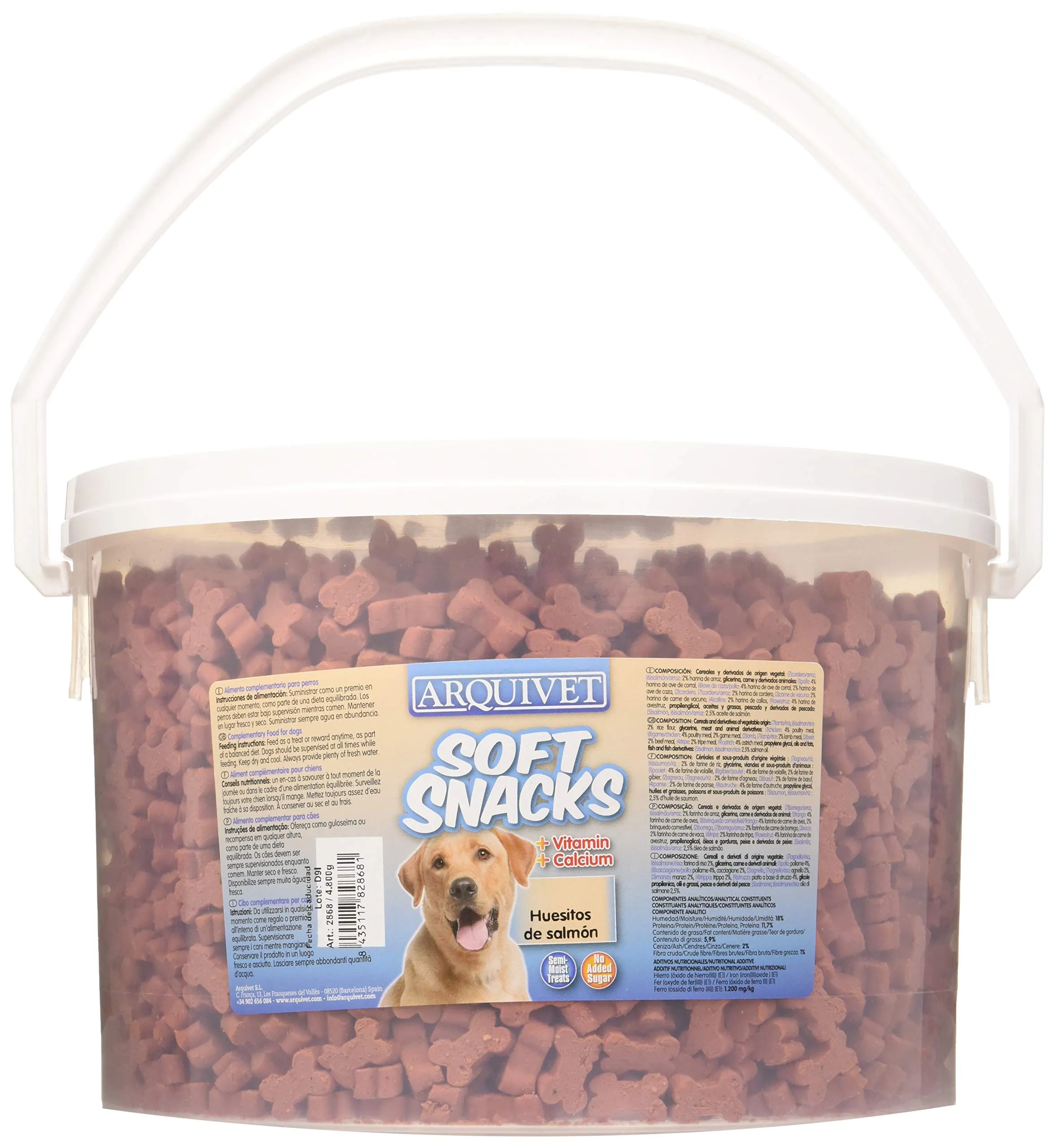 ARQUIVET Soft Snacks - Ossi piccoli di salmone - 4.800 gr - Snack per cani a forma di osso piccoli - Snack per cani - Alimento complementare - immagine 1