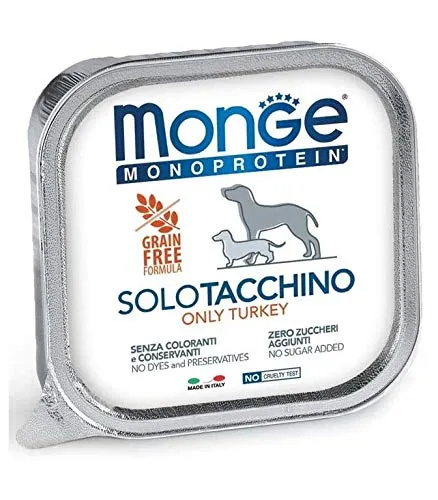 Monge Monoproteico Solo Tacchino Alimento Umido per Cani 12x150gr - immagine 1