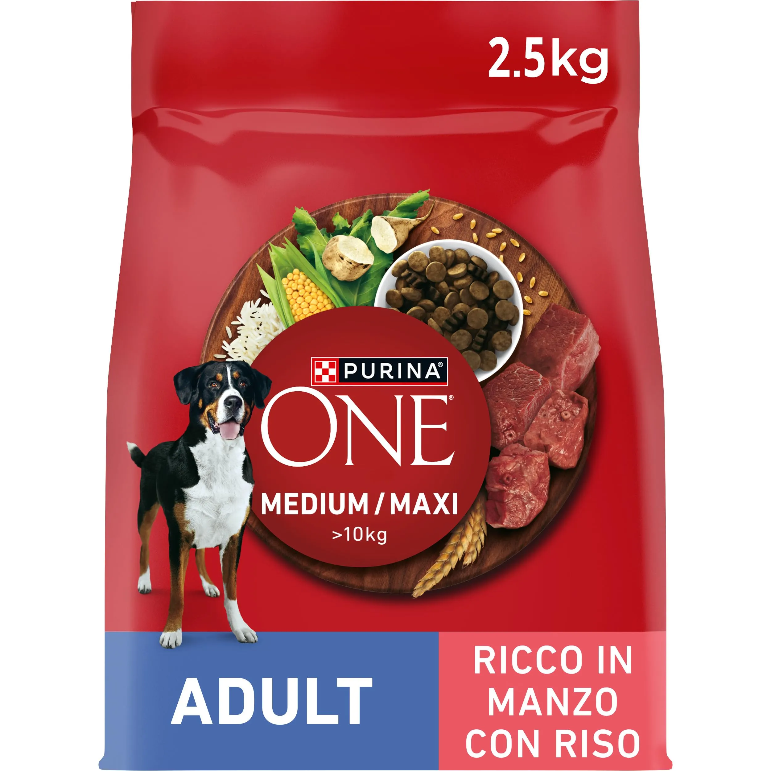 PURINA ONE Medium Maxi Crocchette per Cani Adulti con Manzo e Riso 4 Sacchi da 2.5kg - immagine 4