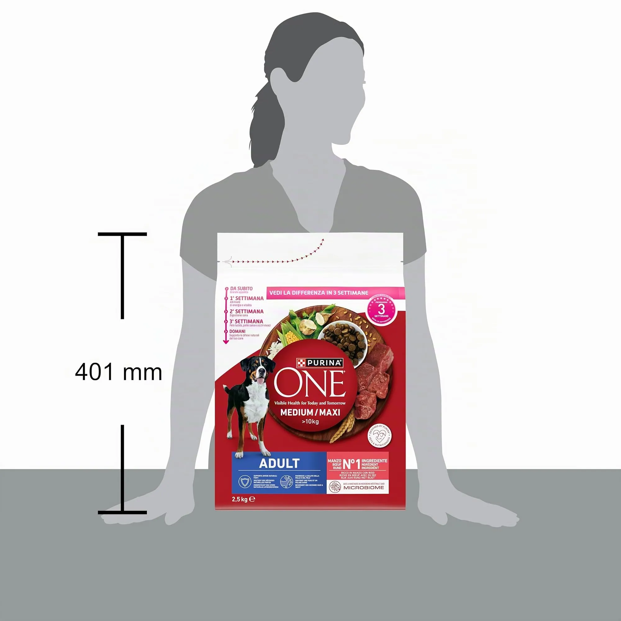 PURINA ONE Medium Maxi Crocchette per Cani Adulti con Manzo e Riso 4 Sacchi da 2.5kg - immagine 6