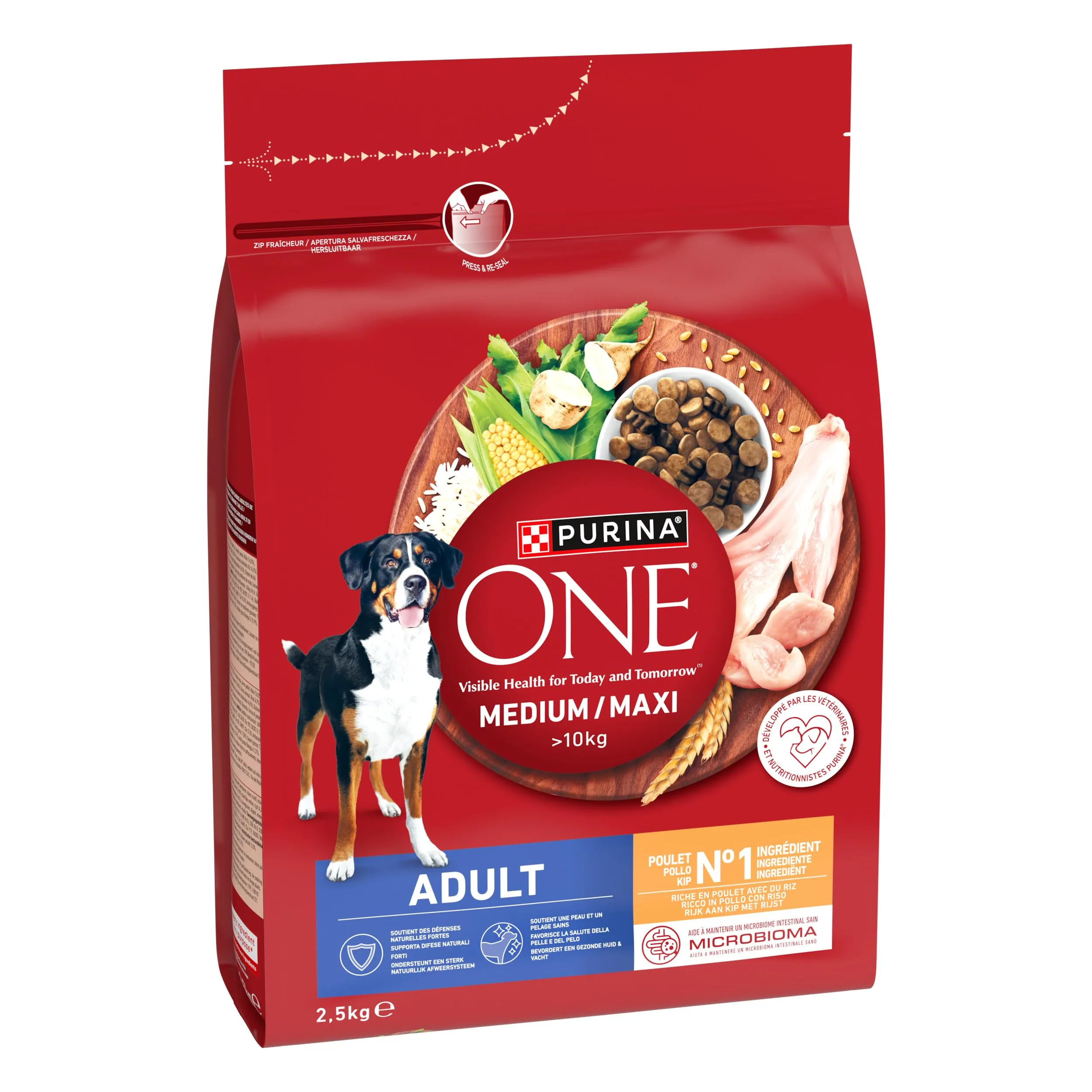 PURINA ONE Medium Maxi Crocchette per Cani Adulti con Pollo e Riso 4 Sacchi da 2.5kg - immagine 2