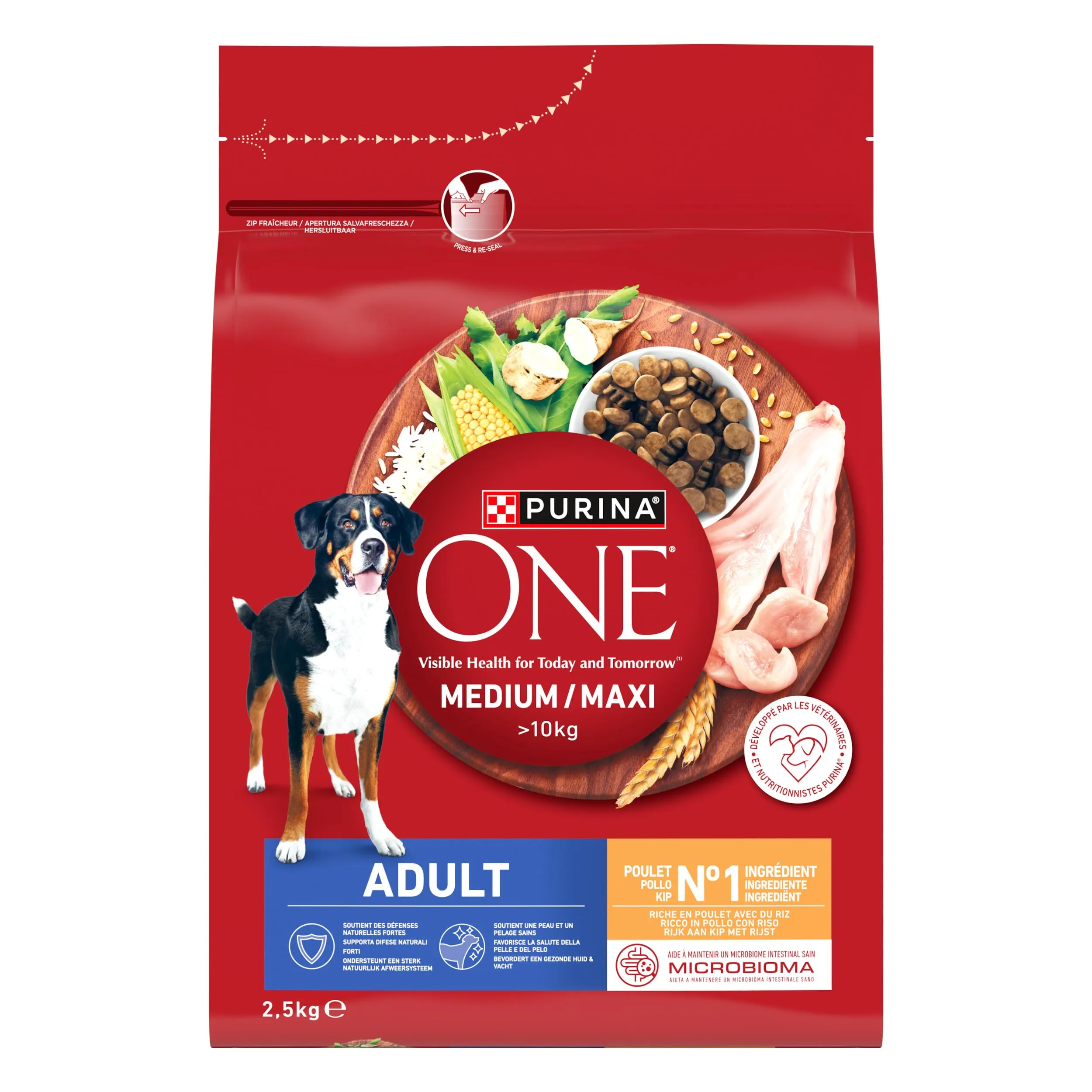 PURINA ONE Medium Maxi Crocchette per Cani Adulti con Pollo e Riso 4 Sacchi da 2.5kg - immagine 3