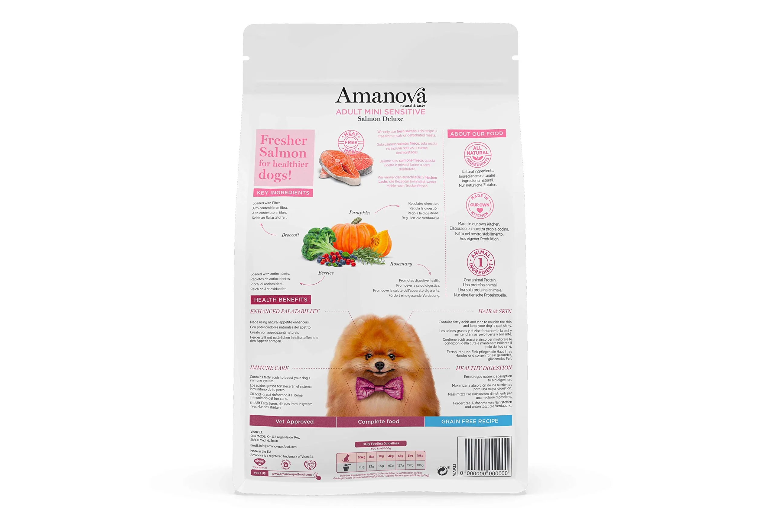 Amanova Cibo Secco Super Premium per Cani di Taglia Piccola con Pelle e Pelo sensibili Gusto Salmone - 100% Naturale, ipoallergenico e monoproteico - Grain Free - Cruelty Free - Formato da 7 kg - immagine 2