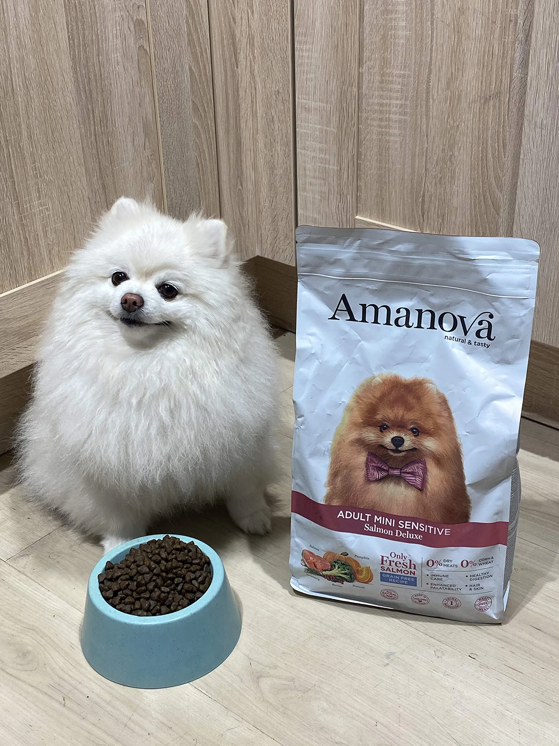 Amanova Cibo Secco Super Premium per Cani di Taglia Piccola con Pelle e Pelo sensibili Gusto Salmone - 100% Naturale, ipoallergenico e monoproteico - Grain Free - Cruelty Free - Formato da 7 kg - immagine 6