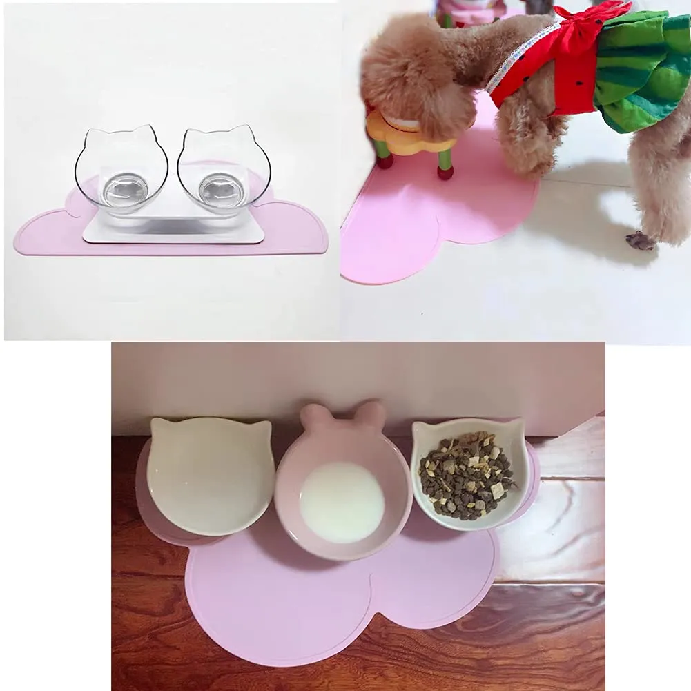 FANJIANG Tappetini Sottociotola per Cani/Gatti, Tappetino per Ciotola di Cibo Antiscivolo per Animali,Perfetto per Proteggere Il Pavimento da Liquidi (Rosa) - immagine 4
