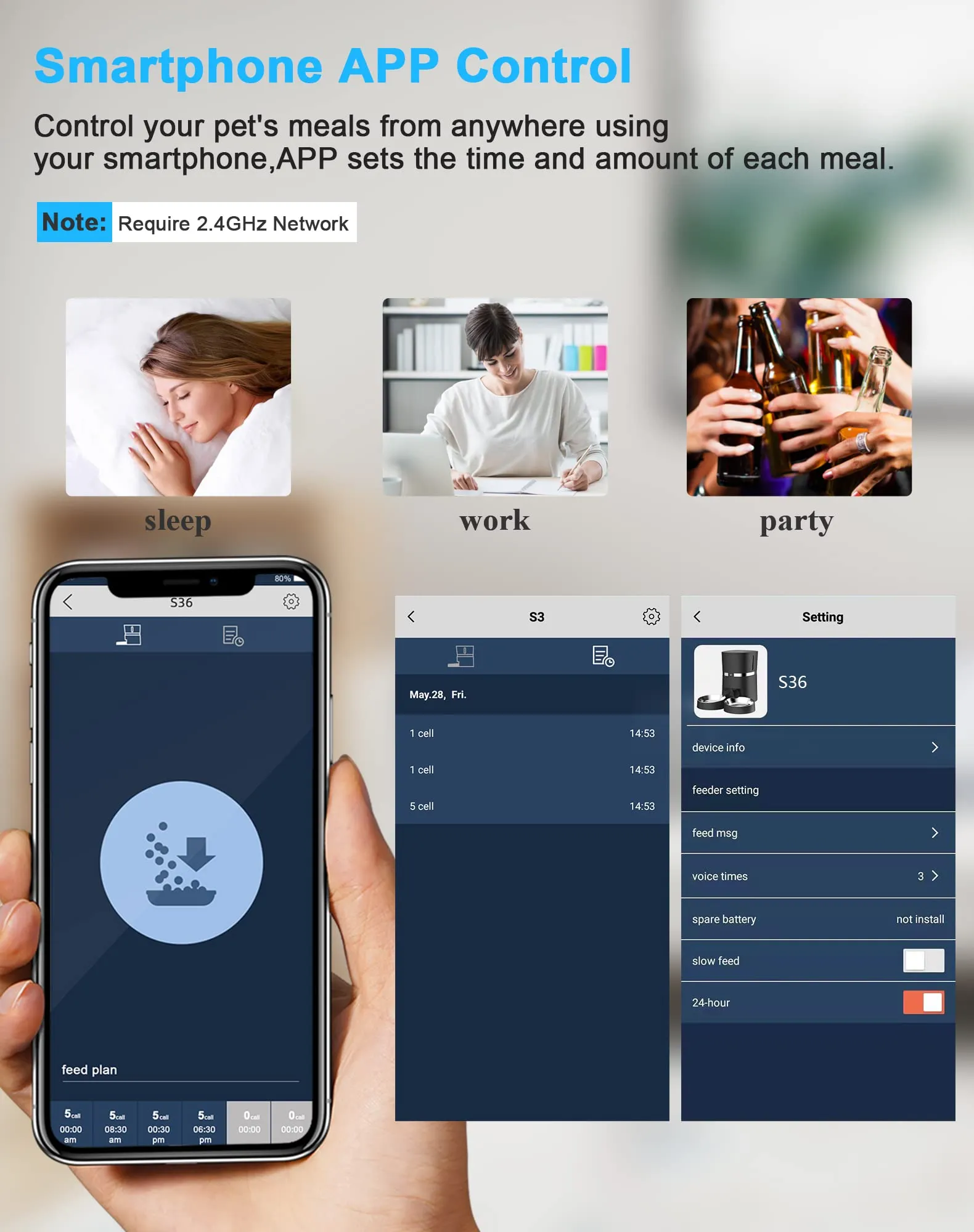 WellToBe Wifi Distributore Automatico di Cibo per Due Gatti, Alimentatore Automatico per Animali e Cani con Controllo App, Timer e di Registrazione del Suono Fino a 6 pasti al Giorno -Black - immagine 6