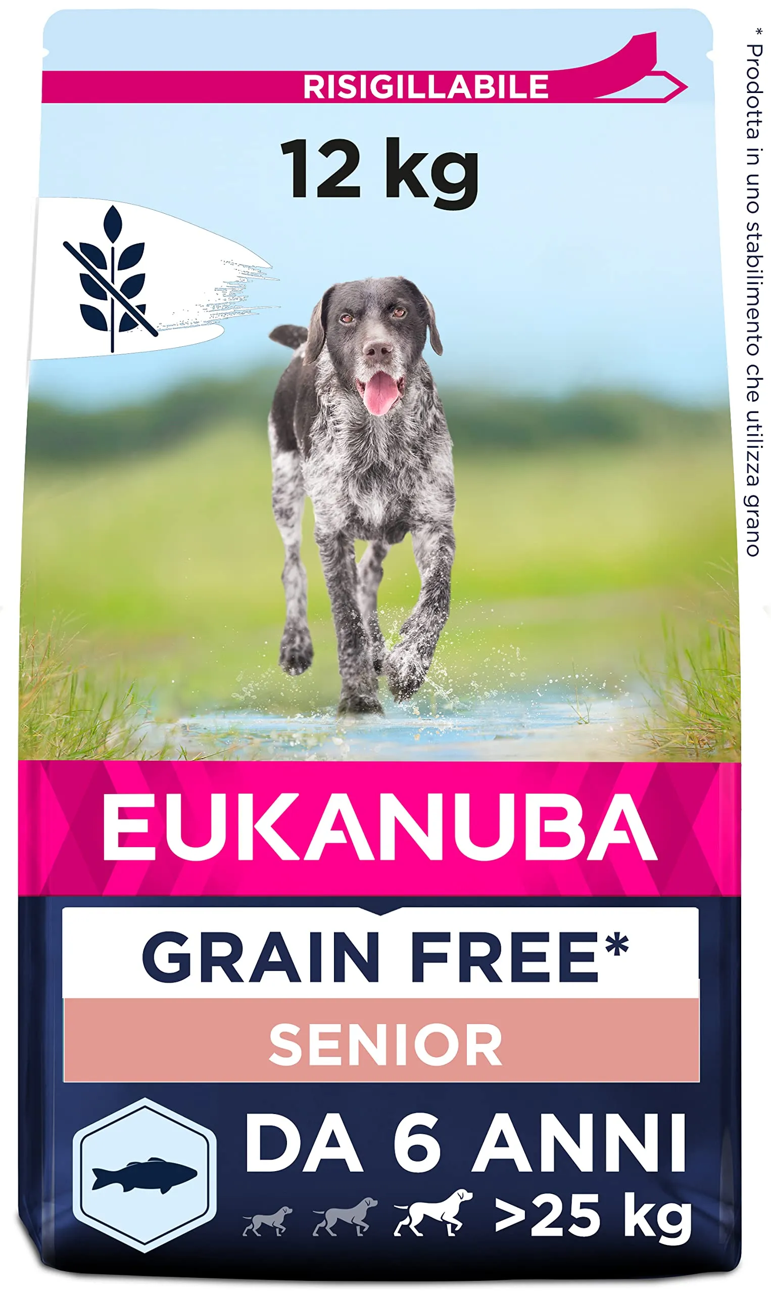 Eukanuba Grain Free, Alimento per cani senior senza cereali di taglia grande e gigante, Ricco di pesce oceanico, 12 kg - immagine 1