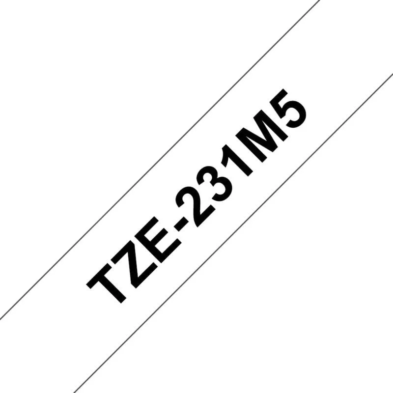 Cassetta etichettatrice Brother TZE-231M5 12 mm nero su bianco confezione 5 pezzi - immagine 1