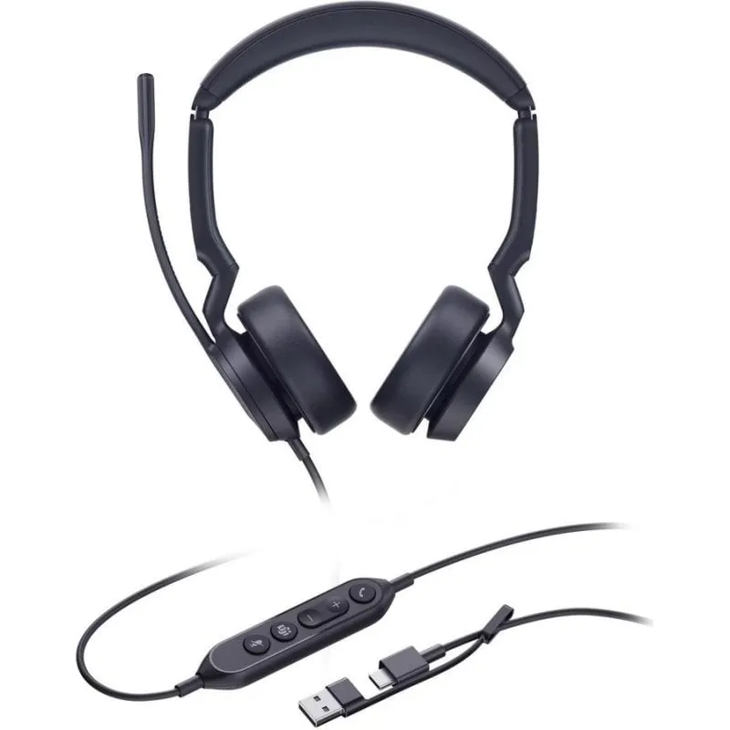 Auricolari Yealink UH44 Dual con cavo USB-A/USB-C ottimizzati Teams per ufficio neri - immagine 1