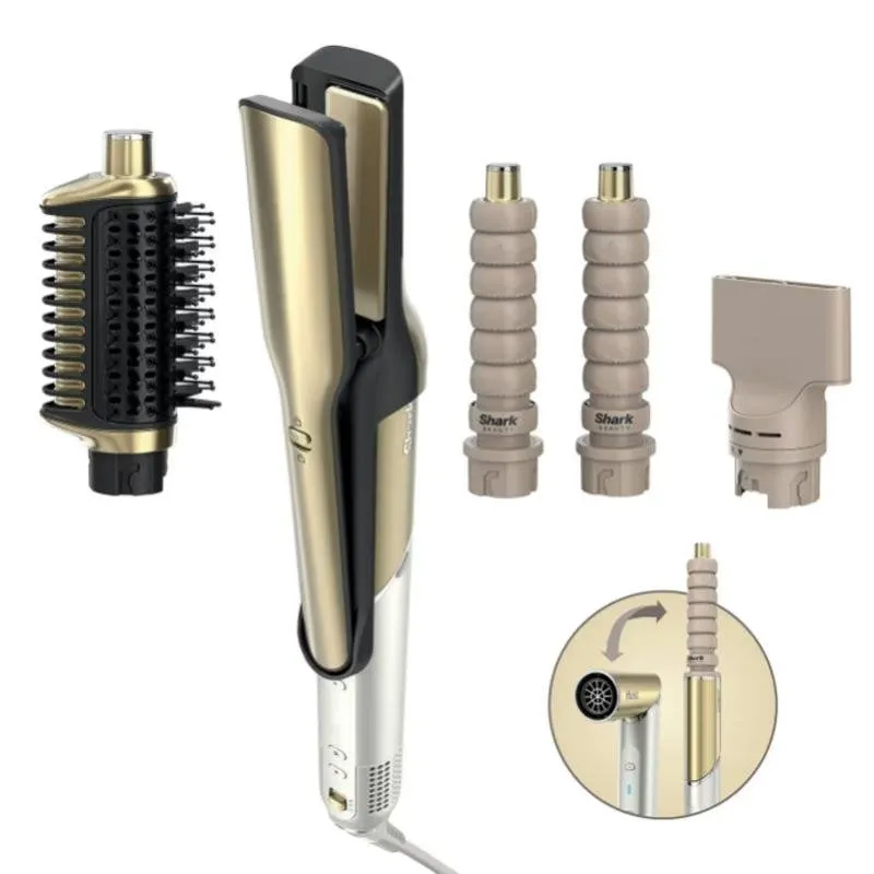 Multistyler Shark Glam Straight & Waves 1500W Ceramica Airflow 3 Temperature 4 Accessori Oro Bianco - immagine 1