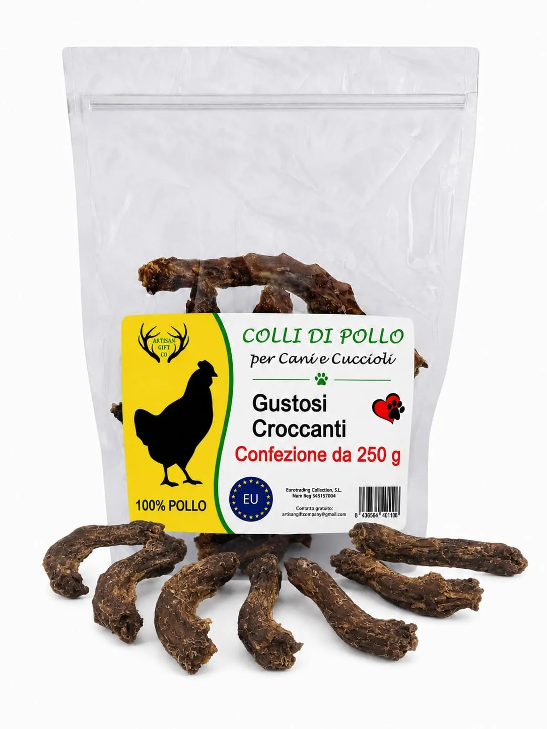 Colli di pollo Essicati per Cani, 250 g. - immagine 1