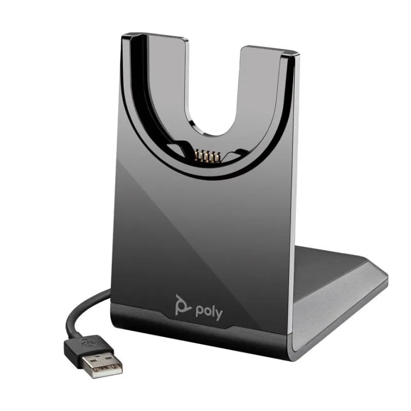 Base di ricarica Poly Voyager USB-A per cuffie, supporto di ricarica nero - immagine 1