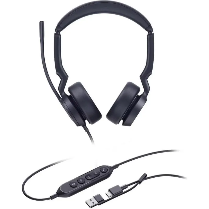 Auricolari Yealink UH44 DUAL UC cablati USB-A e USB-C per ufficio con doppio microfono neri - immagine 1