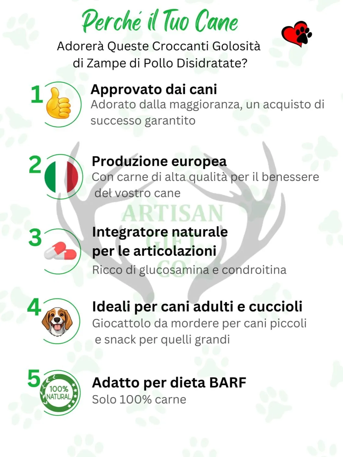 Zampe di gallina per Cani, 1 kg. - immagine 2