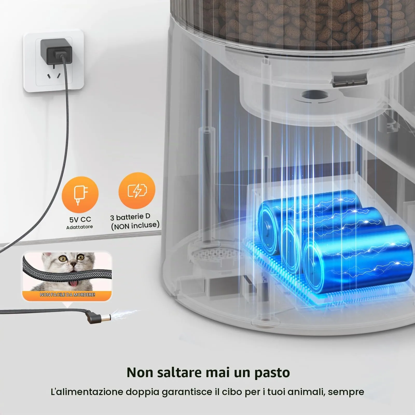 IMIPAW Distributore Automatico Cibo Gatti con 2 Ciotole, Controllato da APP - immagine 4