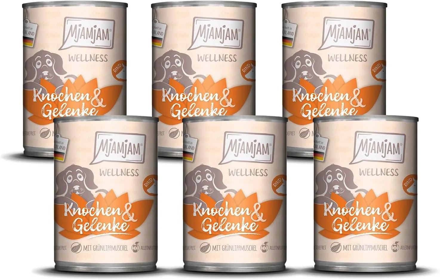 MjAMjAM - Cibo umido premium per cani - Benessere - Ossa e articolazioni - Manzo, confezione da 6 (6x400g), senza cereali - immagine 1