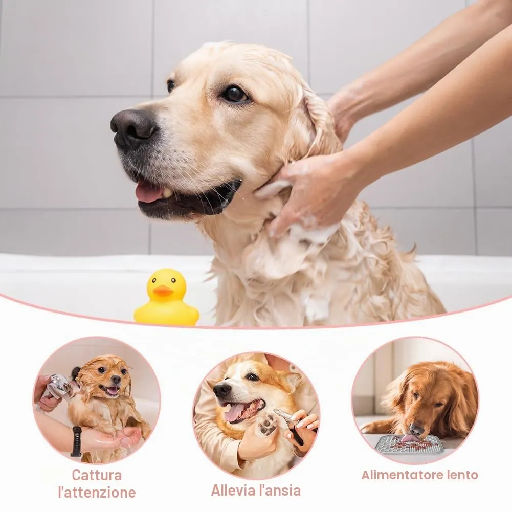 HOTUT Tappetino da Leccare per Cani e Gatti,2 Pezzi Cane Pad Leccare con Spatola e Spazzola,Senza BPA Lick Mat per Cani con Ventosa per Bagno Toelettatura,Alleviare L'ansia - immagine 4