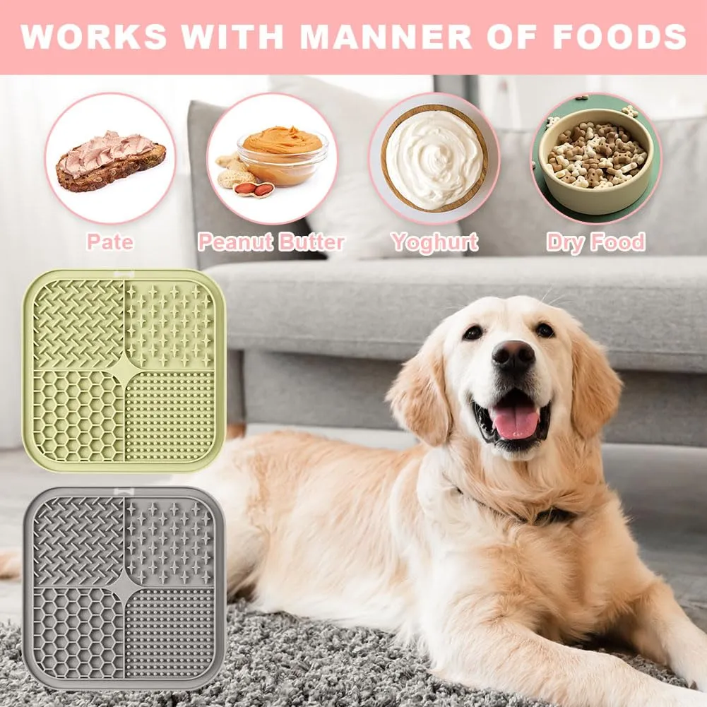 HOTUT Tappetino da Leccare per Cani e Gatti,2 Pezzi Cane Pad Leccare con Spatola e Spazzola,Senza BPA Lick Mat per Cani con Ventosa per Bagno Toelettatura,Alleviare L'ansia - immagine 5